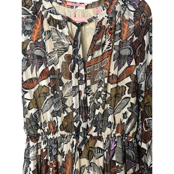 Scotch & Soda Boho Floral Flowy Midi Dress Long Sleeve Tiered Skirt Size S 70s - Picture 8 of 15